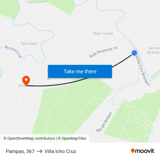 Pampas, 367 to Villa Icho Cruz map