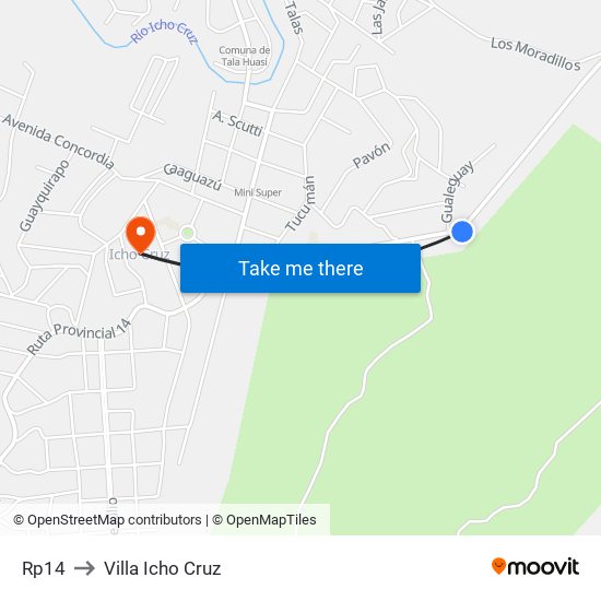 Rp14 to Villa Icho Cruz map