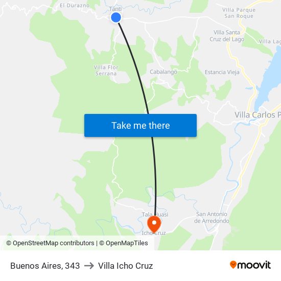 Buenos Aires, 343 to Villa Icho Cruz map