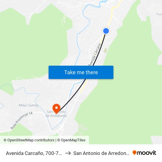 Avenida Carcaño, 700-708 to San Antonio de Arredondo map