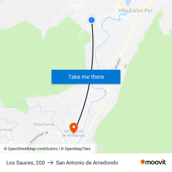 Los Sauces, 200 to San Antonio de Arredondo map