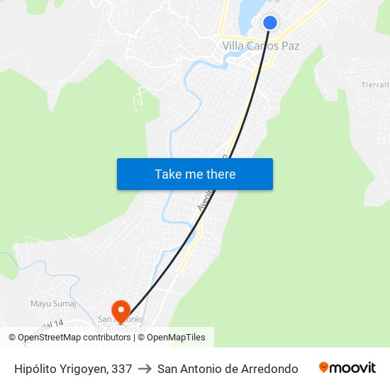 Hipólito Yrigoyen, 337 to San Antonio de Arredondo map