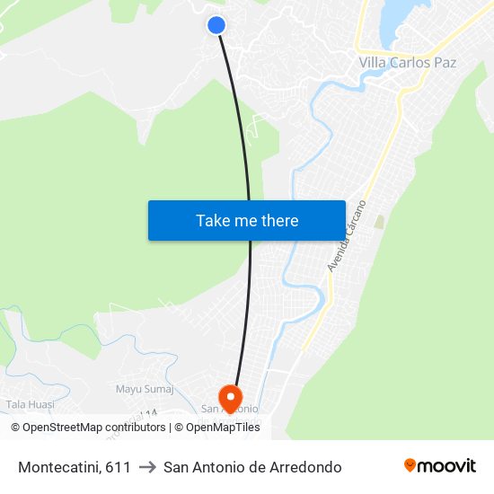 Montecatini, 611 to San Antonio de Arredondo map