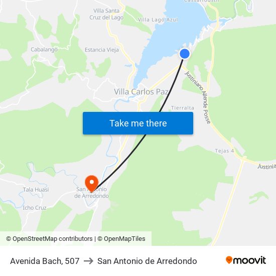 Avenida Bach, 507 to San Antonio de Arredondo map