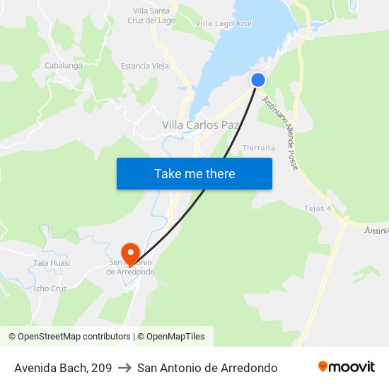 Avenida Bach, 209 to San Antonio de Arredondo map