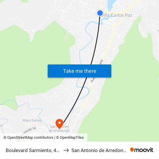 Boulevard Sarmiento, 418 to San Antonio de Arredondo map