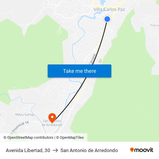 Avenida Libertad, 30 to San Antonio de Arredondo map