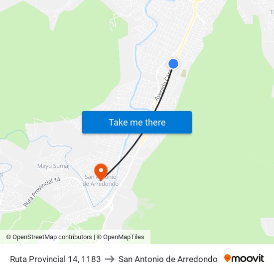 Ruta Provincial 14, 1183 to San Antonio de Arredondo map