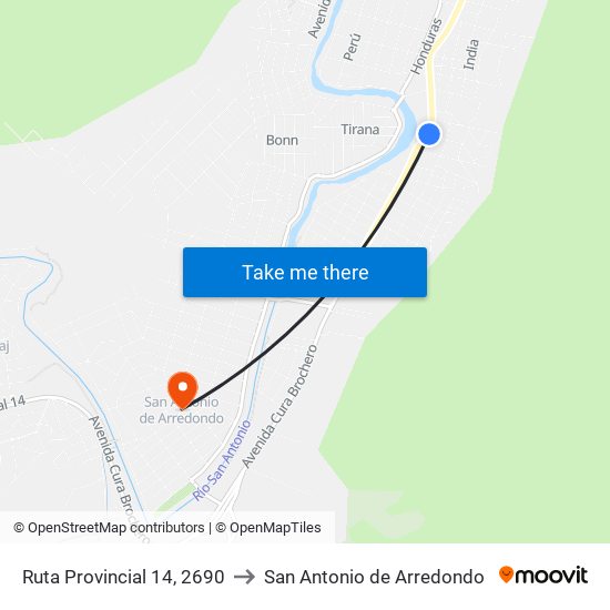 Ruta Provincial 14, 2690 to San Antonio de Arredondo map