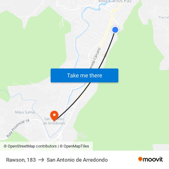 Rawson, 183 to San Antonio de Arredondo map