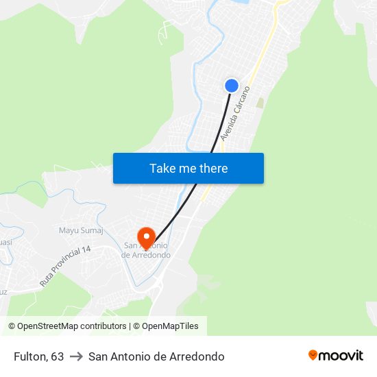 Fulton, 63 to San Antonio de Arredondo map