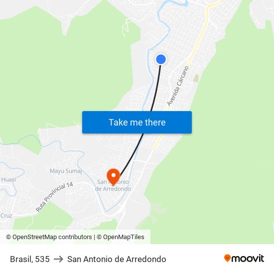 Brasil, 535 to San Antonio de Arredondo map