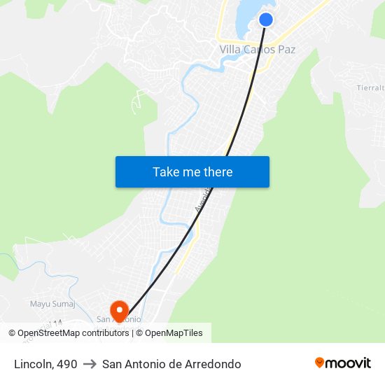 Lincoln, 490 to San Antonio de Arredondo map