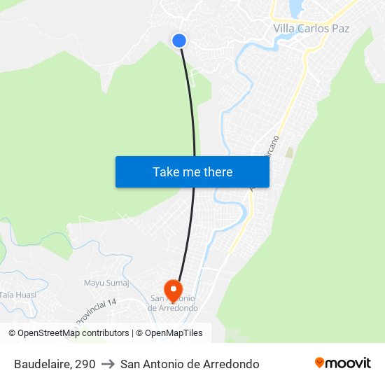 Baudelaire, 290 to San Antonio de Arredondo map