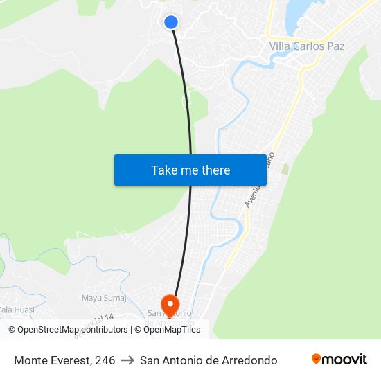 Monte Everest, 246 to San Antonio de Arredondo map