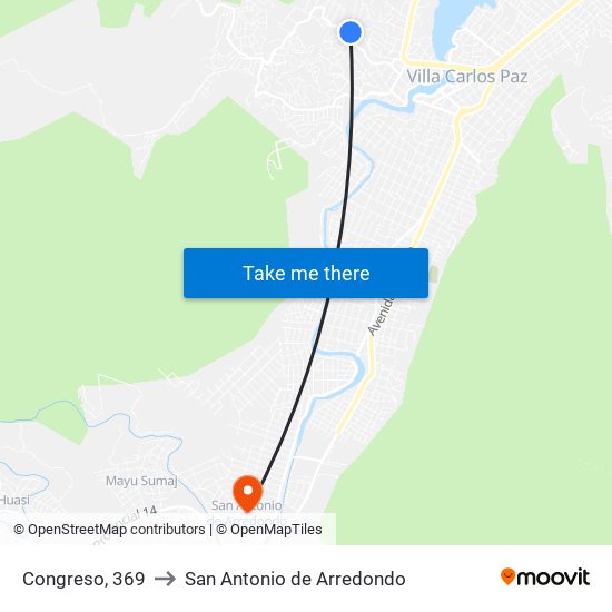 Congreso, 369 to San Antonio de Arredondo map