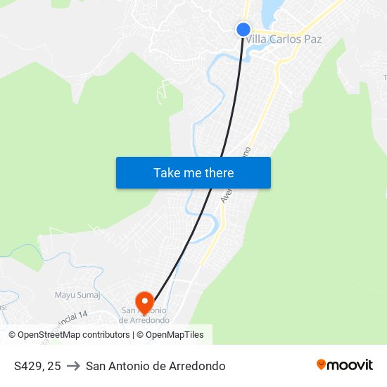 S429, 25 to San Antonio de Arredondo map