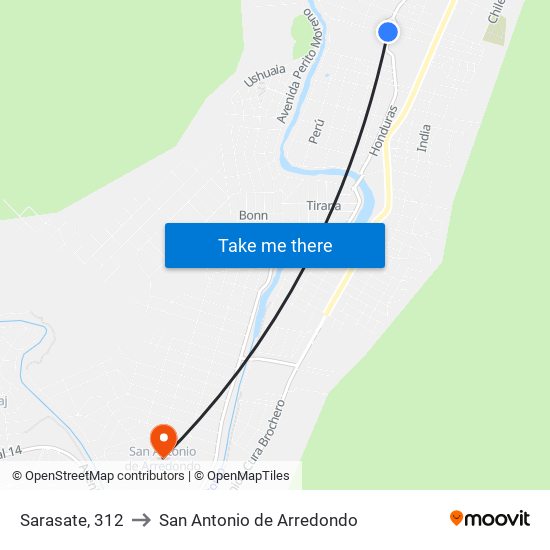 Sarasate, 312 to San Antonio de Arredondo map