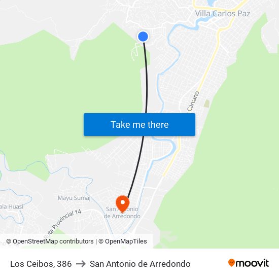 Los Ceibos, 386 to San Antonio de Arredondo map