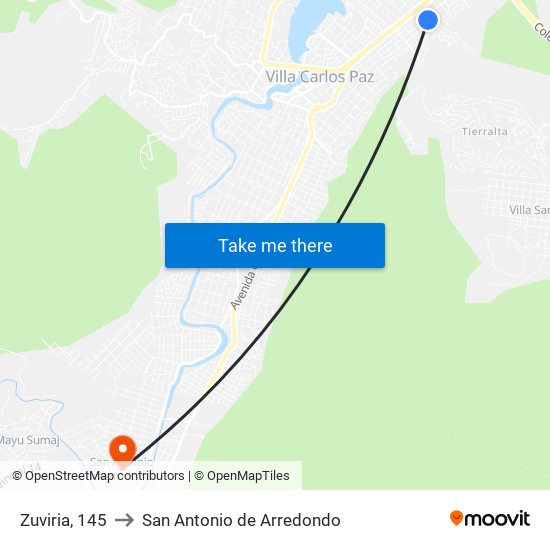 Zuviria, 145 to San Antonio de Arredondo map