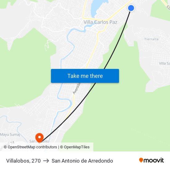 Villalobos, 270 to San Antonio de Arredondo map