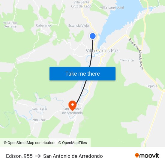 Edison, 955 to San Antonio de Arredondo map