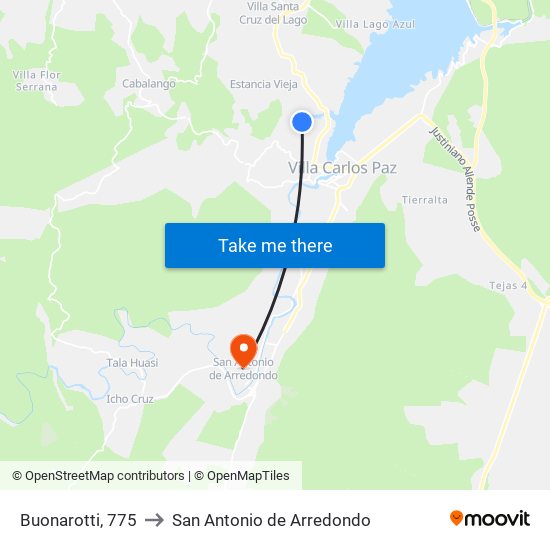 Buonarotti, 775 to San Antonio de Arredondo map