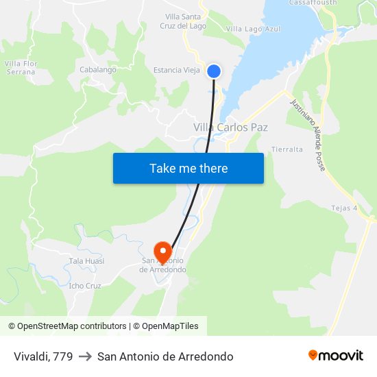 Vivaldi, 779 to San Antonio de Arredondo map