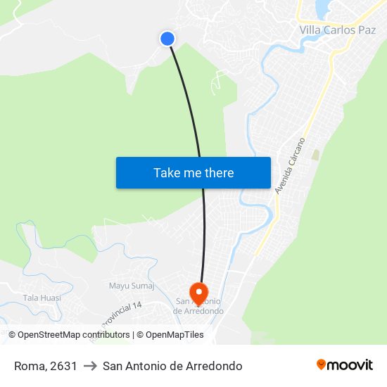 Roma, 2631 to San Antonio de Arredondo map