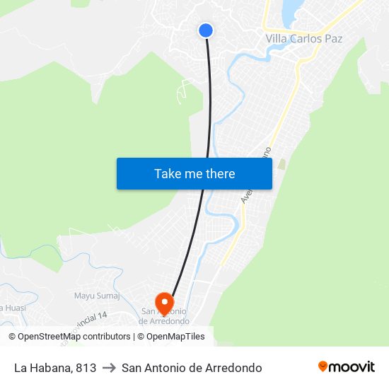 La Habana, 813 to San Antonio de Arredondo map