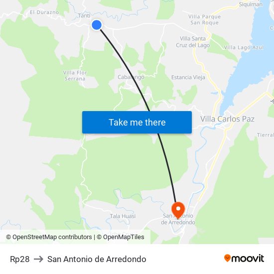 Rp28 to San Antonio de Arredondo map