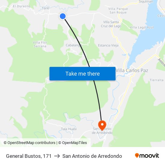 General Bustos, 171 to San Antonio de Arredondo map