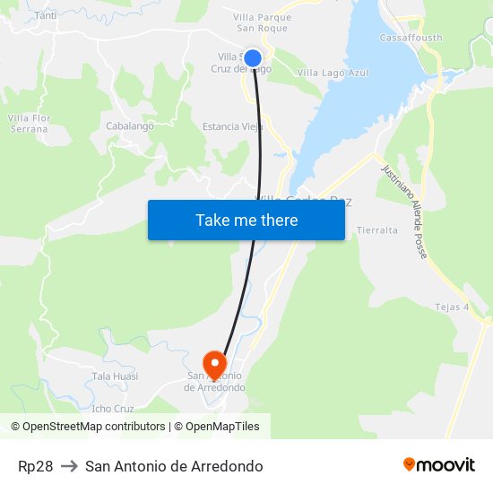 Rp28 to San Antonio de Arredondo map