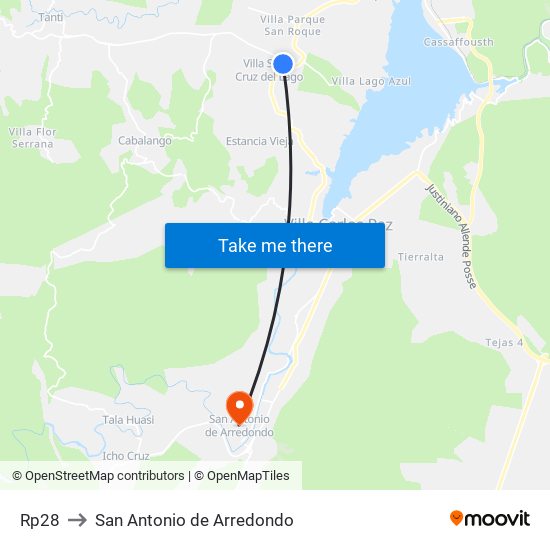 Rp28 to San Antonio de Arredondo map