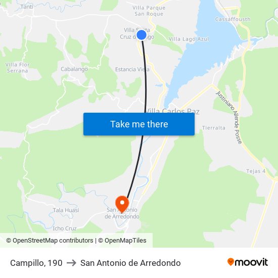 Campillo, 190 to San Antonio de Arredondo map