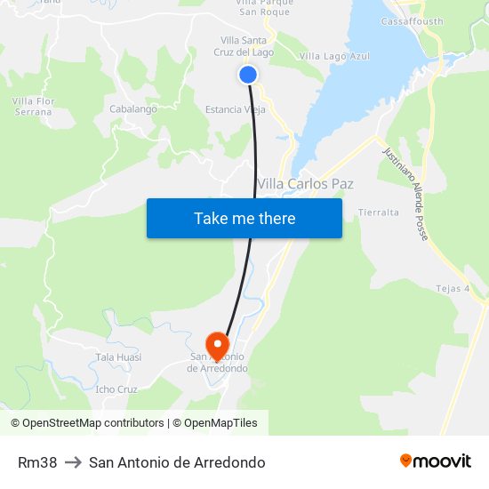 Rm38 to San Antonio de Arredondo map