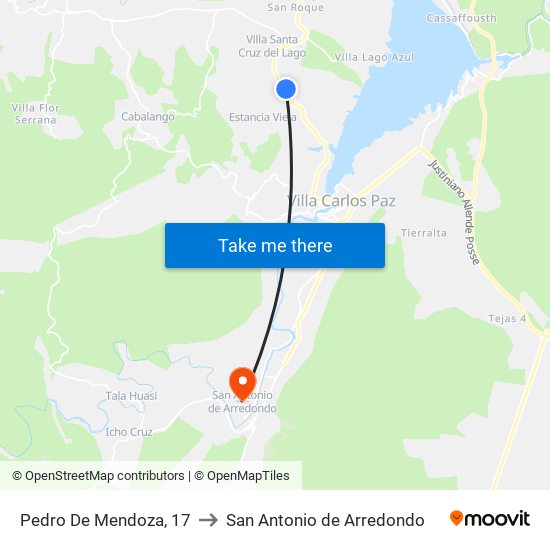 Pedro De Mendoza, 17 to San Antonio de Arredondo map