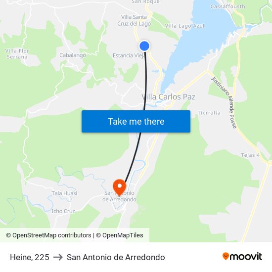 Heine, 225 to San Antonio de Arredondo map