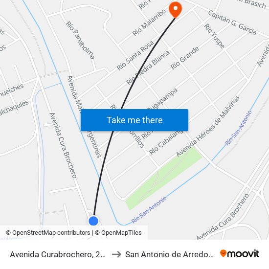 Avenida Curabrochero, 2533 to San Antonio de Arredondo map