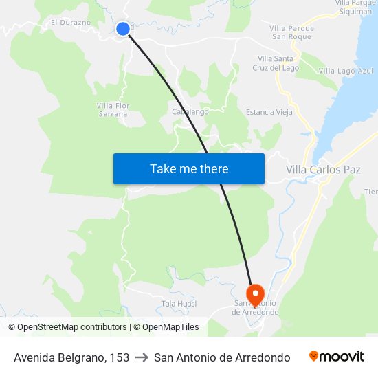 Avenida Belgrano, 153 to San Antonio de Arredondo map
