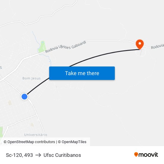 Sc-120, 493 to Ufsc Curitibanos map
