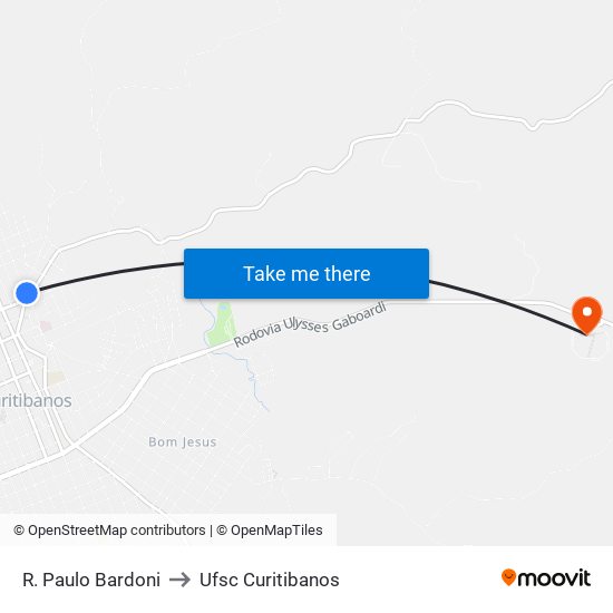 R. Paulo Bardoni to Ufsc Curitibanos map