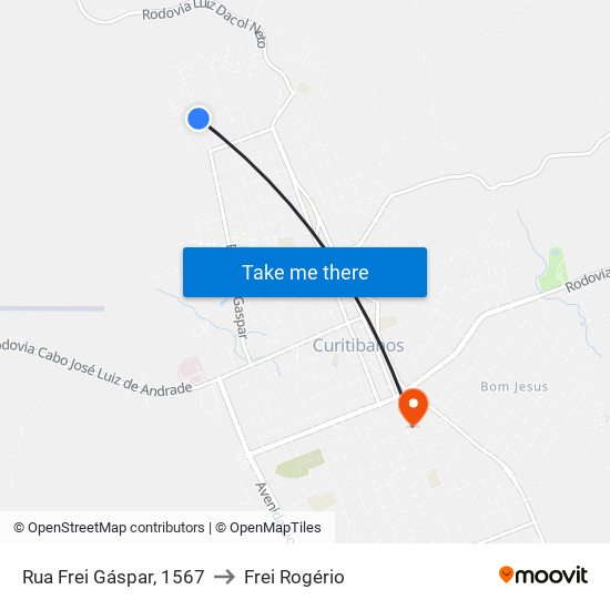 Rua Frei Gáspar, 1567 to Frei Rogério map