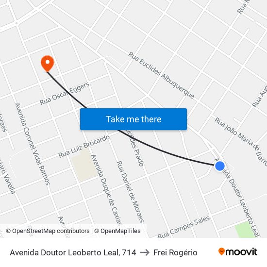 Avenida Doutor Leoberto Leal, 714 to Frei Rogério map