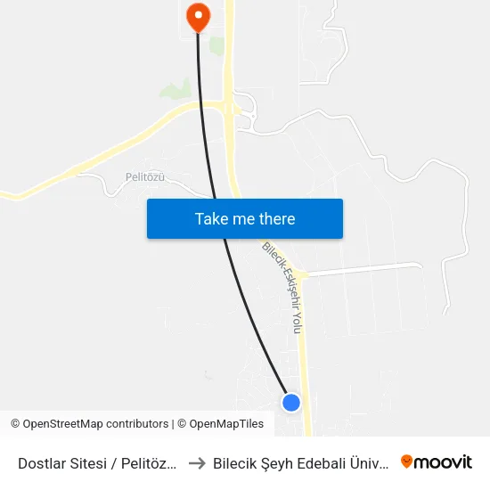 Dostlar Sitesi / Pelitözü Yönü to Bilecik Şeyh Edebali Üniversitesi map