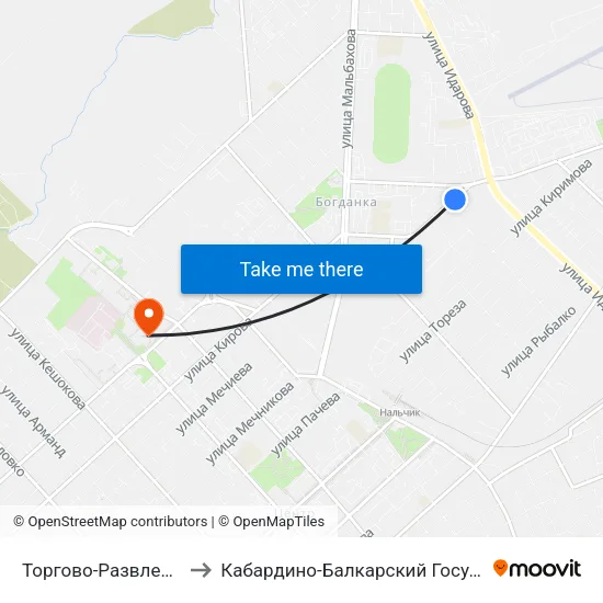 Торгово-Развлекательный Центр Дея to Кабардино-Балкарский Государственный Университет (КБГУ) map