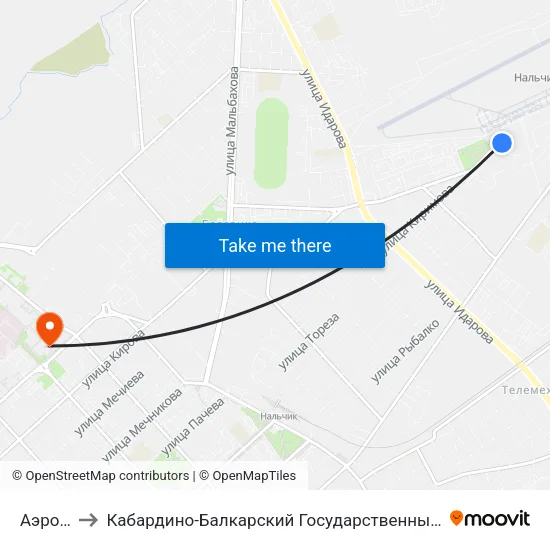 Аэропорт to Кабардино-Балкарский Государственный Университет (КБГУ) map