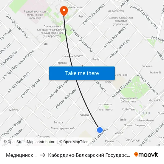 Медицинский Колледж to Кабардино-Балкарский Государственный Университет (КБГУ) map