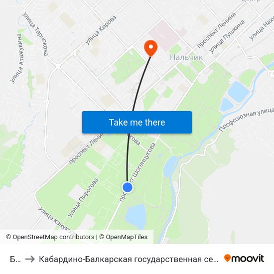 Бочка to Кабардино-Балкарская государственная сельскохозяйственная академия имени В.М. Кокова. map