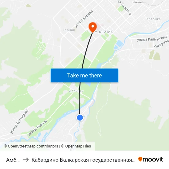 Амбулатория to Кабардино-Балкарская государственная сельскохозяйственная академия имени В.М. Кокова. map